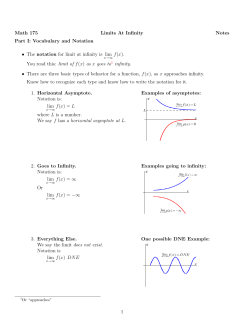Math 175 Limits At Infinity Notes Part I: Vocabulary and Notation