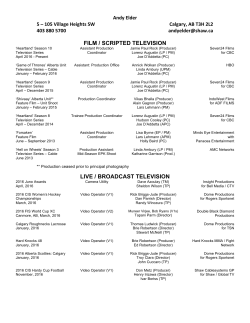 A Elder Resume 05/16 - Directors Guild of Canada