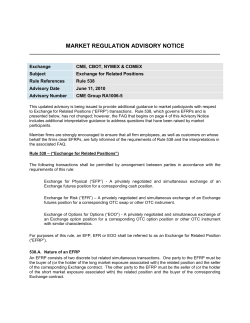 MARKET REGULATION ADVISORY NOTICE