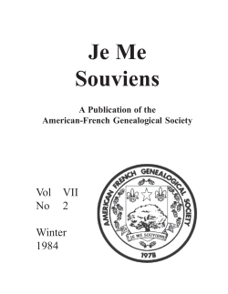 Je Me Souviens - American-French Genealogical Society