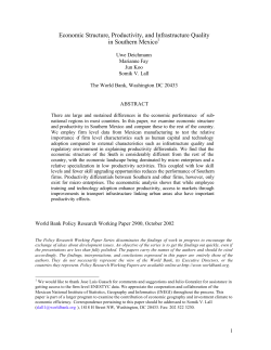 Economic Structure, Productivity, and Infrastructure Quality in