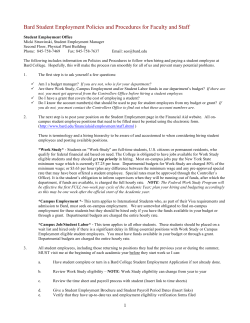Policies and Procedures for Student Employment
