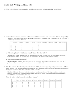 Math 110: Voting Methods I(b)