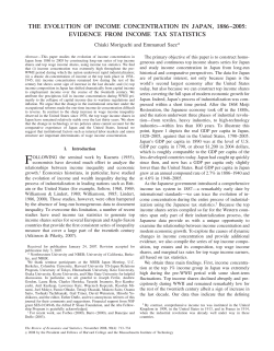 "The Evolution of Income Concentration in Japan, 1886
