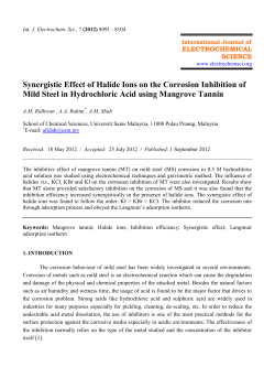 Synergistic Effect of Halide Ions on the Corrosion Inhibition of Mild
