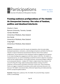 Framing audience prefigurations of The Hobbit: An Unexpected