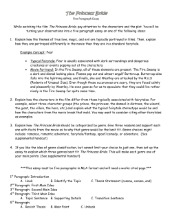 Five Paragraph Essay While watching the film The Princess Bride