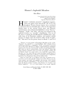 Homer`s Asphodel Meadow - Greek, Roman, and Byzantine Studies