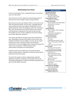 Maintaining Your Home - For Your Information