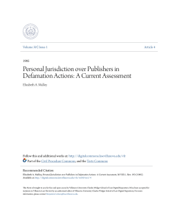 Personal Jurisdiction over Publishers in