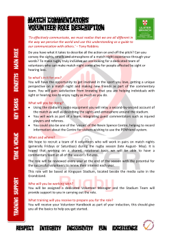 match commentators Volunteer Role Description