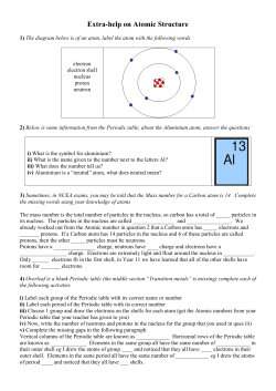 Extra-help on Atomic Structure - Chemical Minds