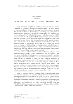 music history pedagogy on the ground floor - Musica Docta