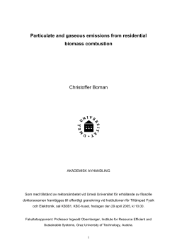 Particulate and gaseous emissions from residential biomass