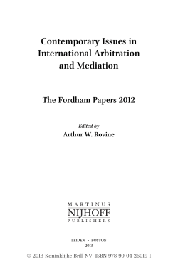 Contemporary Issues in International Arbitration and Mediation