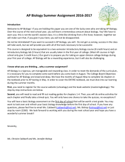 AP Biology Summer Assignment