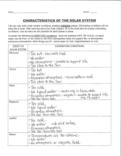 Space Notes - Characteristics and Accommodations