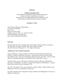 RESUME William D. Bradford, Ph.D. Endowed Professor of