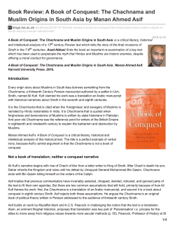 Book Review: A Book of Conquest: The Chachnama and Muslim