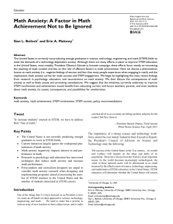 Math Anxiety: A Factor in Math Achievement Not to Be Ignored