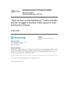 European journal of American studies, Vol 10, no 3 | 2015