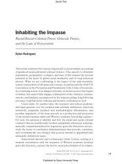 Inhabiting the Impasse: Racial/Racial-Colonial