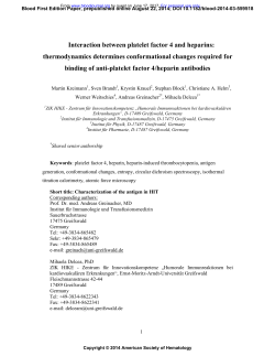 Interaction between platelet factor 4 and heparins