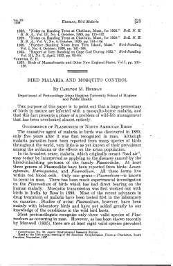 BIRD MALARIA AND MOSQUITO CONTROL