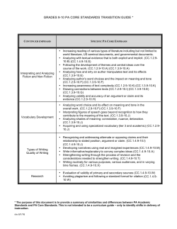 GRADES 9-10 PA CORE STANDARDS TRANSITION GUIDE *