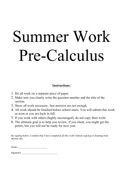 Instructions: 1. Do all work on a separate piece of paper. 2. Make