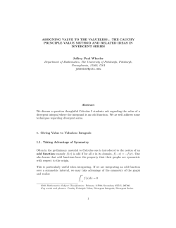 ASSIGNING VALUE TO THE VALUELESS... THE CAUCHY