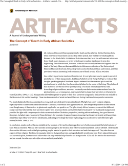 The Concept of Death in Early African Societies &ndash; Artifacts Journal
