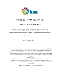 Printables for &ldquo;Millions Alien&rdquo;