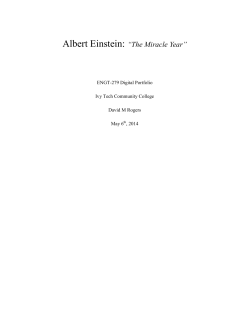 Albert Einstein: &ldquo;The Miracle Year&rdquo;