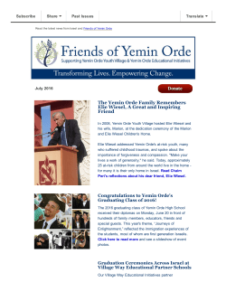 The Yemin Orde Family Remembers Elie Wiesel, A Great and