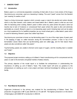 1 BAKERS YEAST 1.1 Introduction Bakers yeast is a commercial