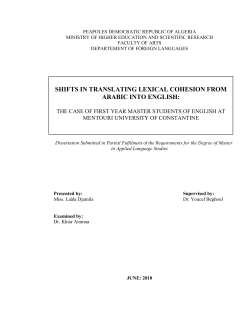 shifts in translating lexical cohesion from arabic into english
