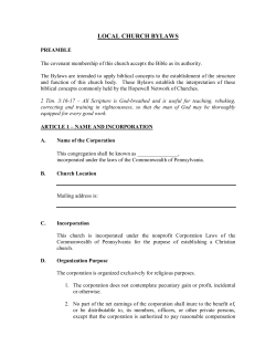 local church bylaws - Hopewell Network of Churches