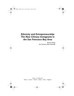 Ethnicity and Entrepreneurship: The New Chinese Immigrants in the
