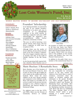 Founders` Scholarship - Lost Coin Women`s Fund, Inc