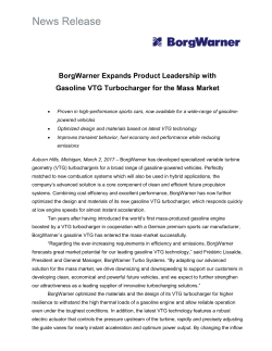 BorgWarner Develops Gasoline VTG Turbocharger for Mass Market
