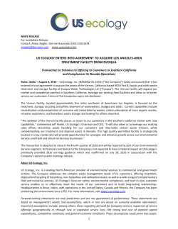 US Ecology Enters Into Agreement to Acquire Los Angeles