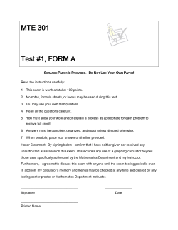 MTE 301 Test #1, FORM FORM A