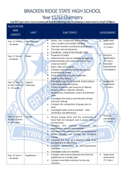 Year 11-12 Chemistry - Bracken Ridge State High School