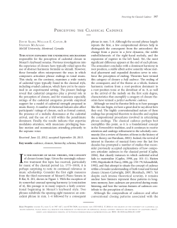 PERCEIVING THE CLASSICAL CADENCE McGill University