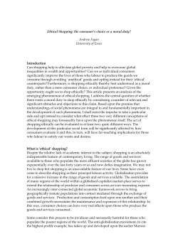 Ethical Shopping: the consumer`s choice or a moral duty