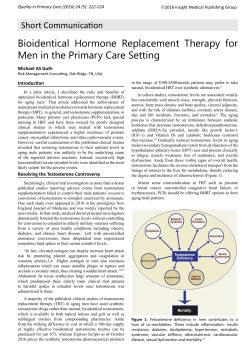 Bioidentical Hormone Replacement Therapy for Men in the Primary