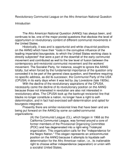 Revolutionary Communist League on the Afro American National