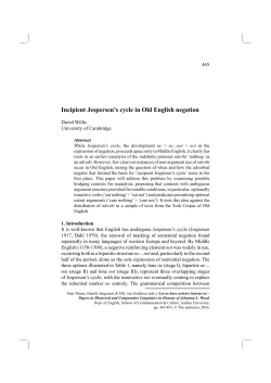 Incipient Jespersen`s cycle in Old English negation