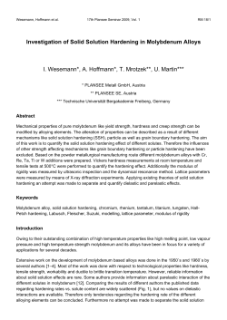 Investigation of Solid Solution Hardening in Molybdenum Alloys